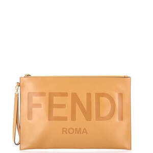 Fendi Logo Flat Wristlet Pouch Embossed #220552F13B